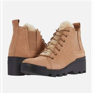 Eileen Fisher Calm Suede Shearling Hiker Lace Up boots
